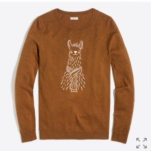 J Crew Factory Embroidered llama alpaca teddie pullover sweater